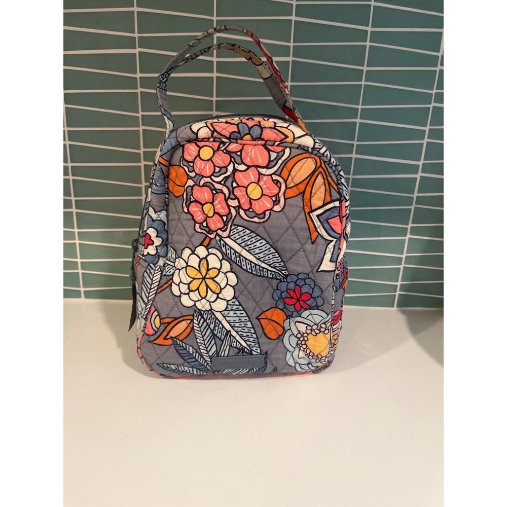 Vera Bradley Small Floral Lunch Bag With Handle & ID Window